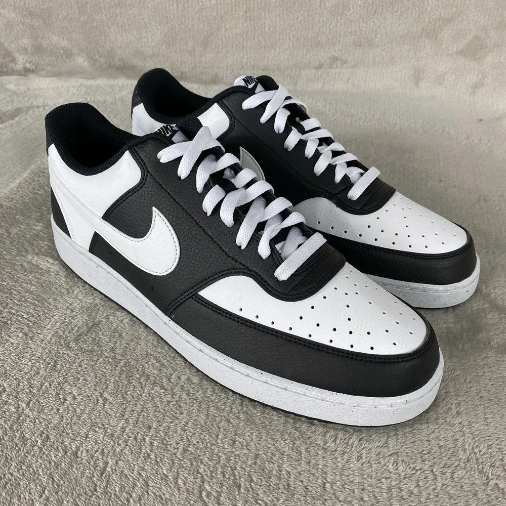 Nike Court Vision Mens Sneakers Shoes Size 13 Black White Next Nature NEW